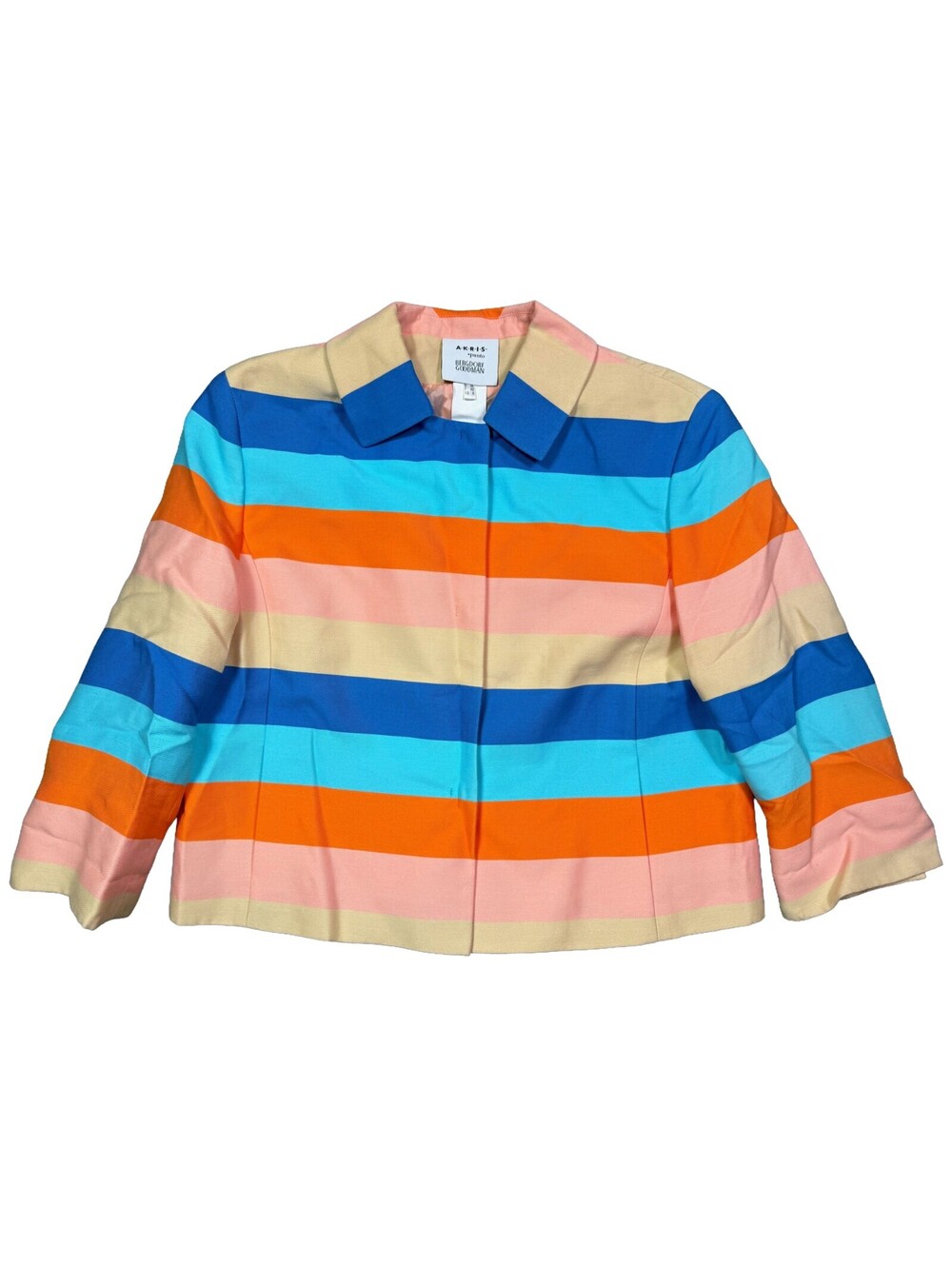 Akris Punto Bergdorf Goodman Womens 8 Colorblock Cropped Jacket Cotton Silk